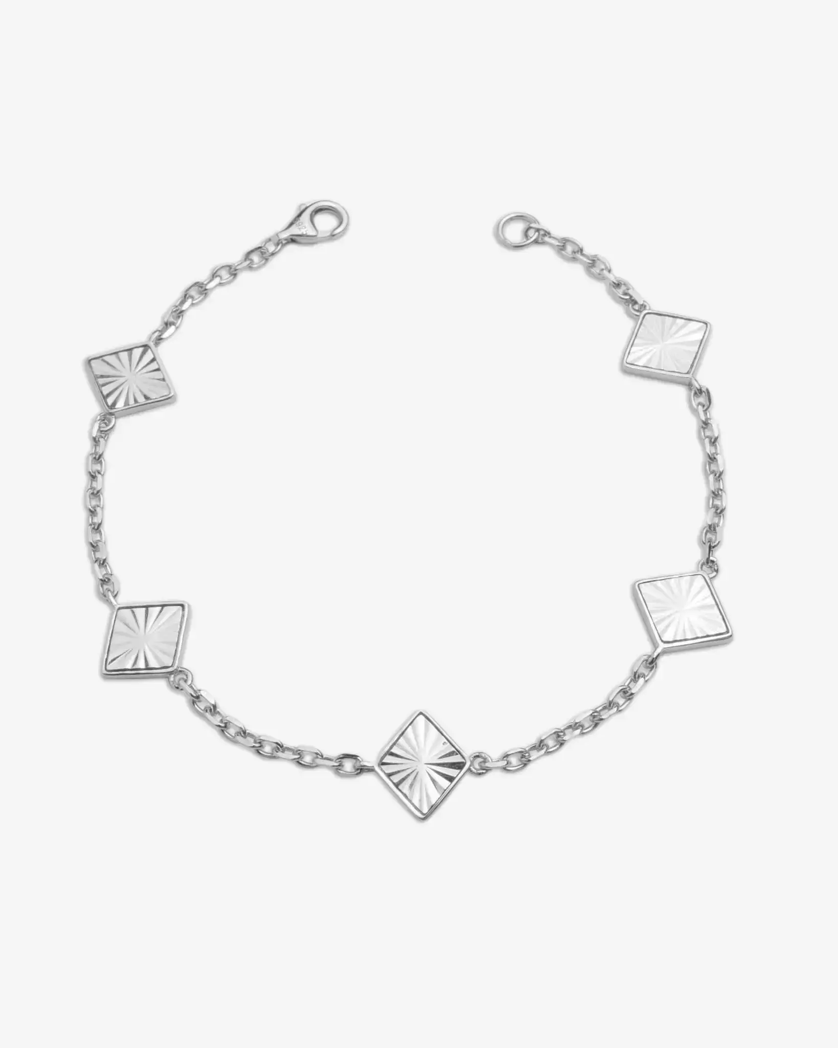 Yaluum Diamond Motif Bracelet – 925 Sterling Silver with Rhodium Plating | 100% Waterproof, Hypoallergenic, Tarnish-Proof | Unisex Luxury Jewelry