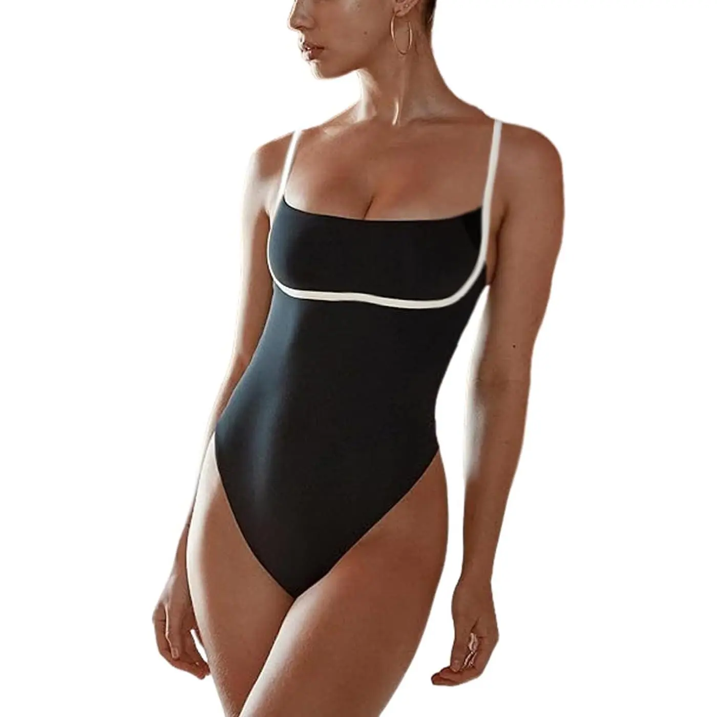 Women's One Piece Swimsuit Cross Back Color Block High Cut Bathing Suit