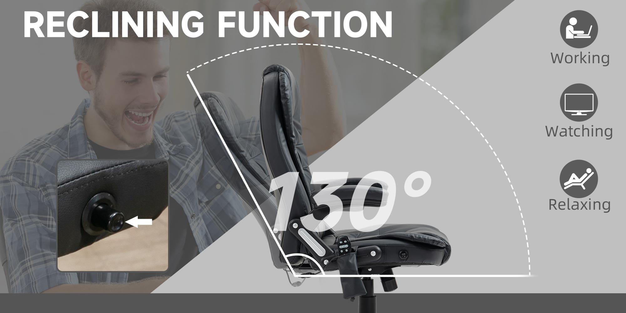 HOMCOM 6 Point Vibrating Massage Office Chair with Heat, High Back Executive Office Chair with Reclining Backrest, Padded Armrests, Swivel Wheels, Computer Desk Chair with Remote Control