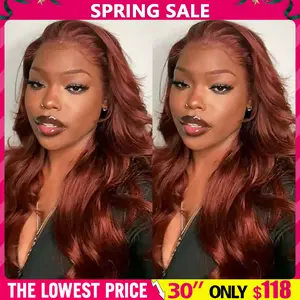 Bling Hair Body Wave Reddish Brown Human Hair Wigs 13x6 HD Transparent Lace Front Wigs Pre Plucked Auburn Brown 13x4 HD Lace Wig Human Hair