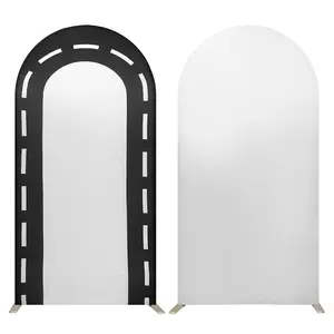 6.56FT Black Racetrack U-Shaped Arch Cover Backdrop for Parties Racing Theme Activities Birthday Baby Shower Event Decorations Photography Background