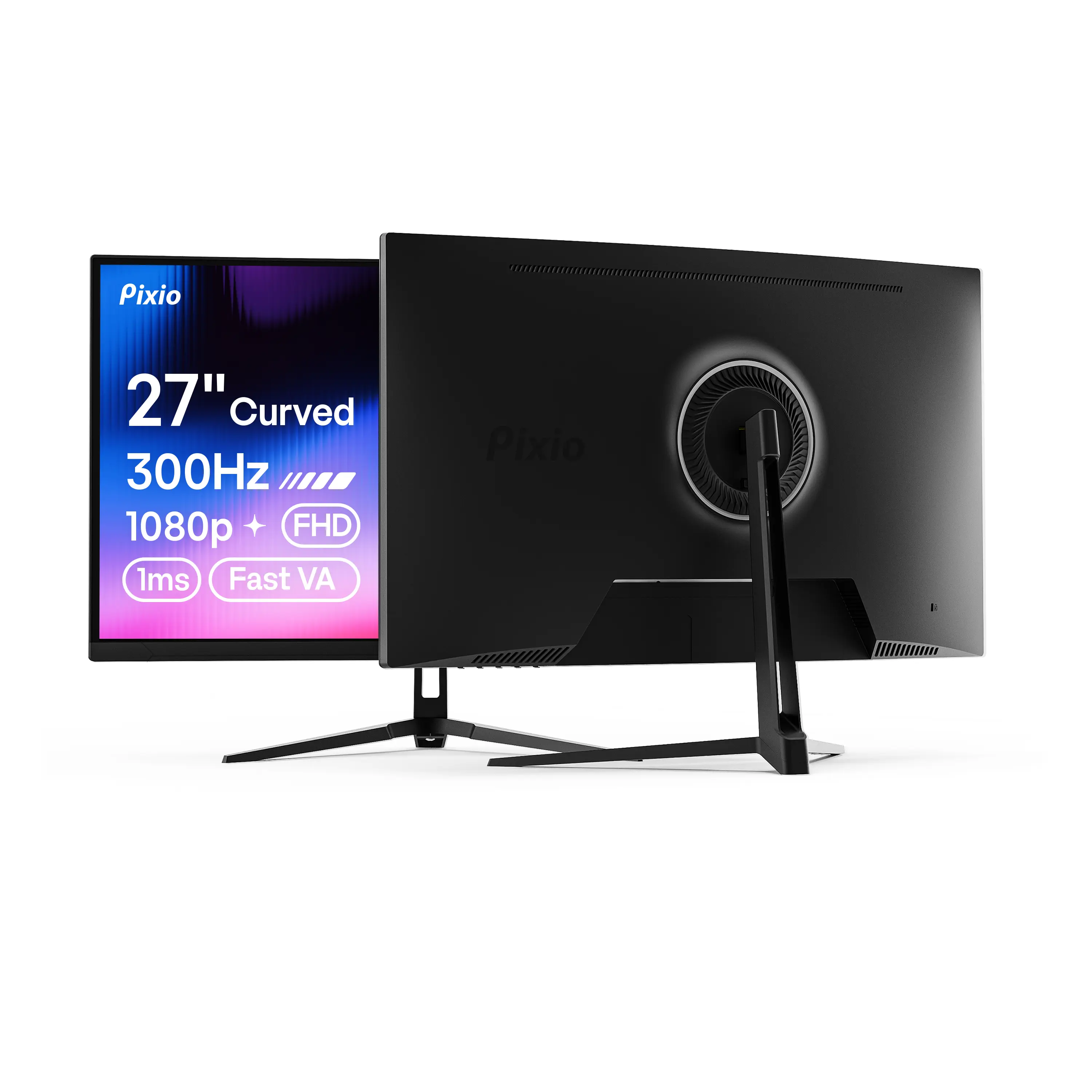 Pixio PXC279 Wave 27 inch 300Hz Refresh Rate FHD 1080p Resolution 1650R Curved Fast VA Panel 1ms GTG Response Time Adaptive Sync HDR Curved Gaming Monitor