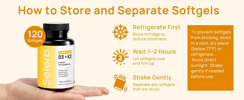 Selerb Vitamin D3 K2 – 10,000 IU D3 + 200 mcg MK-7 with Virgin Coconut Oil – Bone, Heart & Immune Support – 120 Softgels High Potency Supplement Daily Dietary Supplement Curated Supplements Lean Muscle Booster