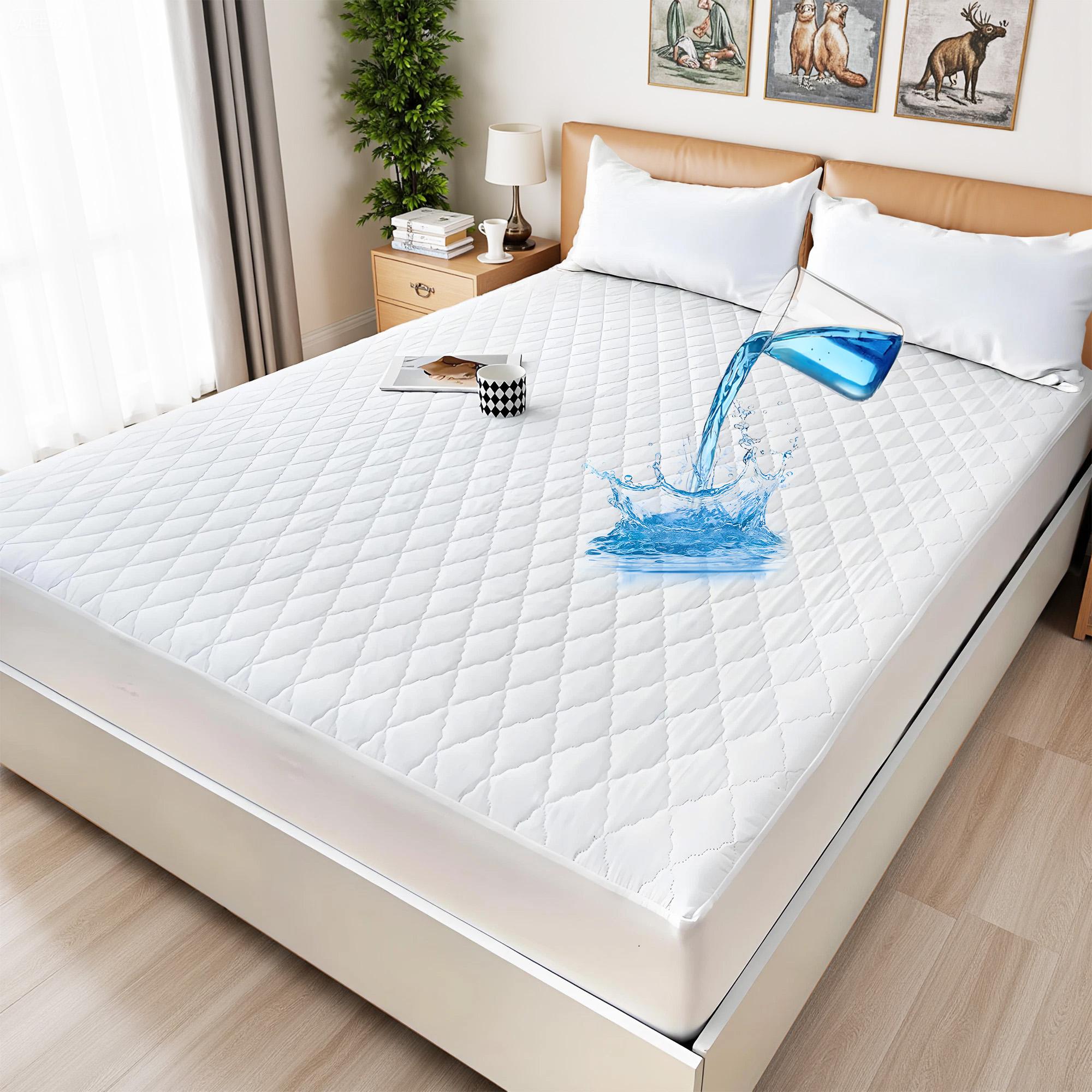 Bepatio 100% Water proof Queen Mattress Protector, Breathable Bamboo Rayon Mattress Cover with 6”-16” Deep Pocket, All-Season Waterproof Mattress  Pad for Bedroom, Guest Room,Solid Color,cool bamboo Fitted sheet set