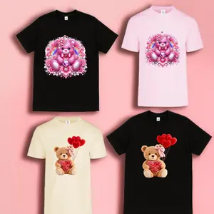 Cute Teddy Bear Heart T-Shirt for Women | 100% Cotton Unisex Tee | Black & White | Soft Graphic Love Bear Design | Sizes S-XXL