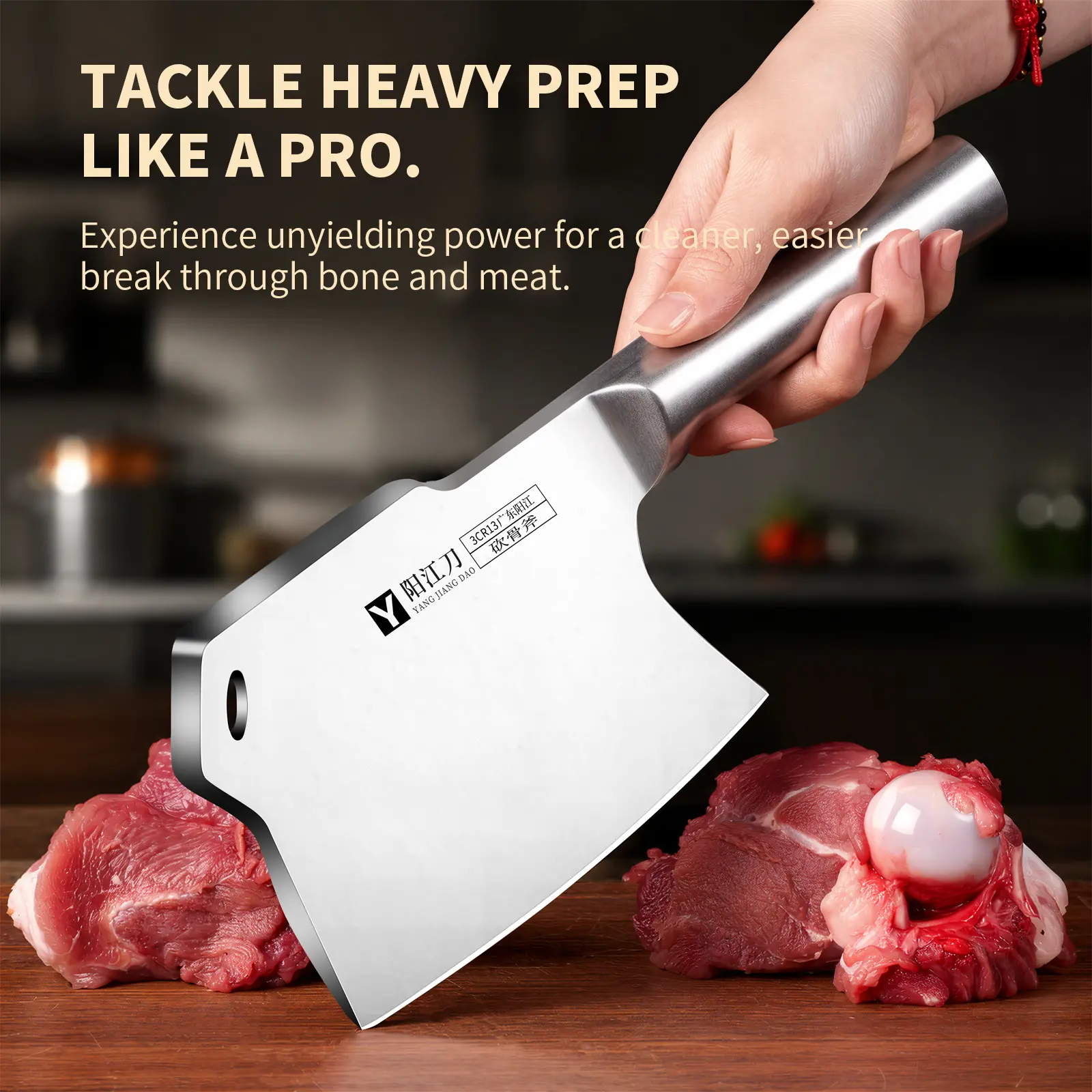 Heavy Duty Meat Cleaver, Seamless Unibody Kitchen Cleaver, Forged High Carbon Stainless Steel Butcher Knife, Shatterproof Bone Cleaver for Slicing, Chopping, and Heavy Prep - Unstoppable Power, Ergonomic Handle, Chef’s Knife