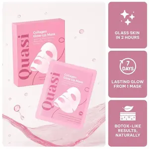 Quasi Collagen Glow Up Mask 2.0 - Firming & Hydrating Face Mask for Wrinkle Reduction & Pore Minimization - Achieve Glass Skin in 2 Hours