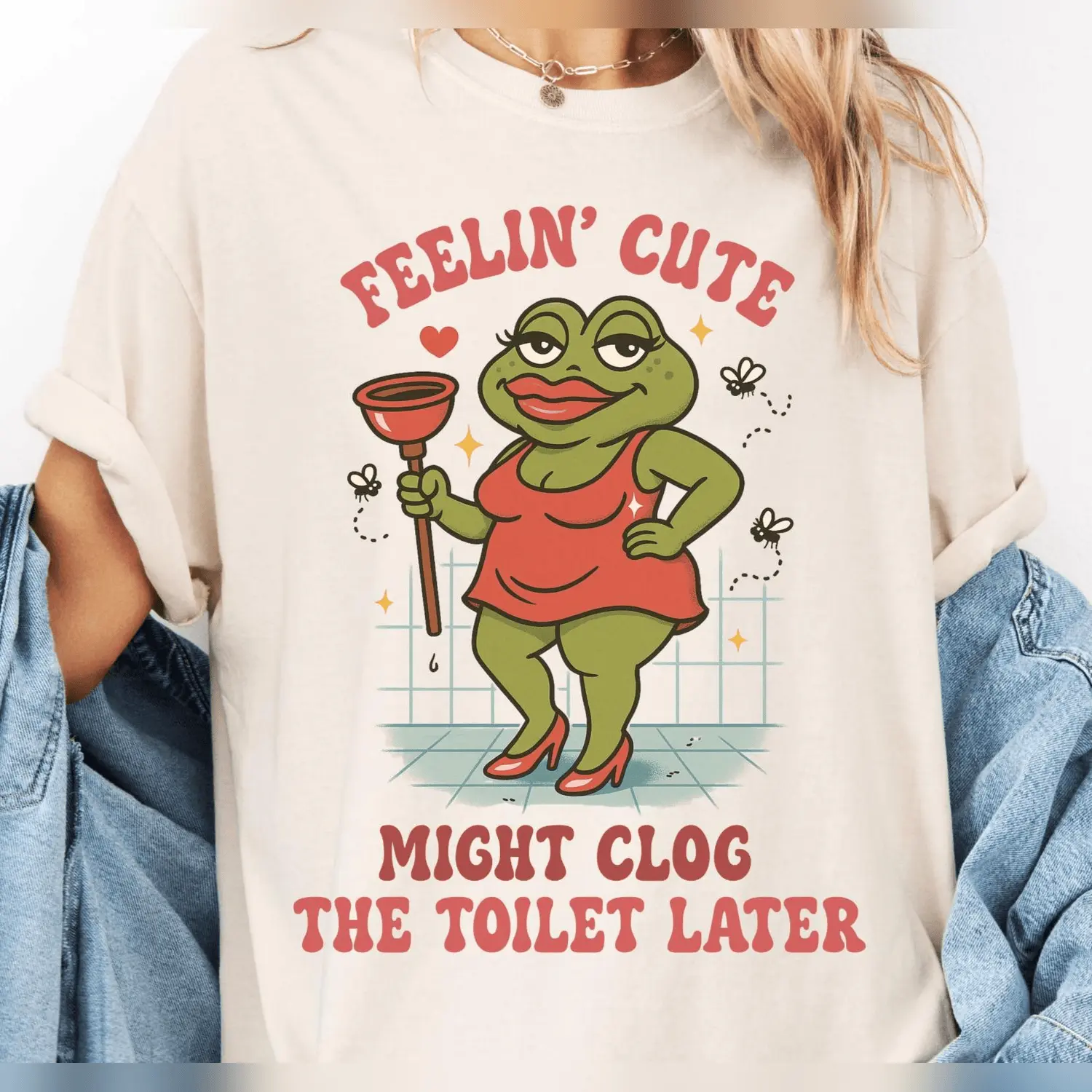 Funny Shirt Swap Feeling Cute Might Clog The Toilet Later, Unhinged Shirts Embarrassing Shirts for Exchange, Cringe Tshirts, Gen Z Meme Tee Crewneck Everyday Everyday Everyday Fabric Casual Casual Casual Casual