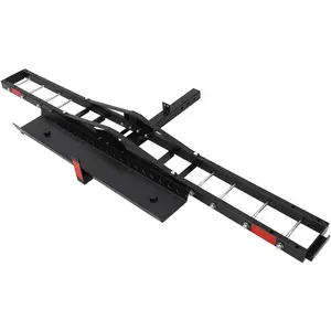 Garvee Heavy-Duty Motorcycle Trailer Carrier - 600 Lbs Capacity, Black Iron Transport Platform with Loading Ramp & 4 Straps
