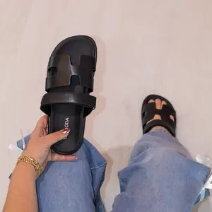 Lyon - Velcro Front Strap Slide Sandals Open Toe Platform Design Comfortable Summer Footwear Casual Stylish for Everyday Wear Low Wedge Walking Shoes