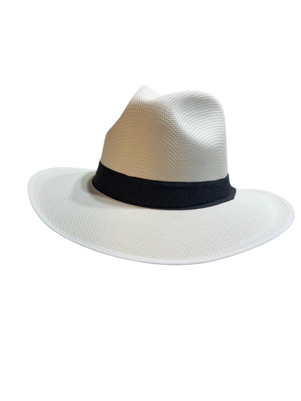 Aguadeño Panama-Style Hat - Unisex Lightweight & Durable White Fedora with Black Band Made in Colombia