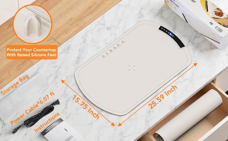 COWSAR Warming Mat for Food, Electric Silicone Food Warmer Trays for Chafing Dishes & Buffet,Portable Countertop Food Warmers for Parties, 7-Level Temp 5-Hour Timer