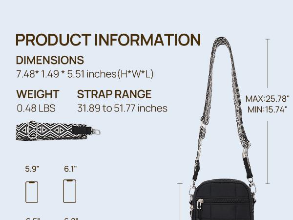 Telena Small Crossbody Bags for Women Cell Phone Purse Lightweight Shoulder Bag with Adjustable Guitar Strap Gift