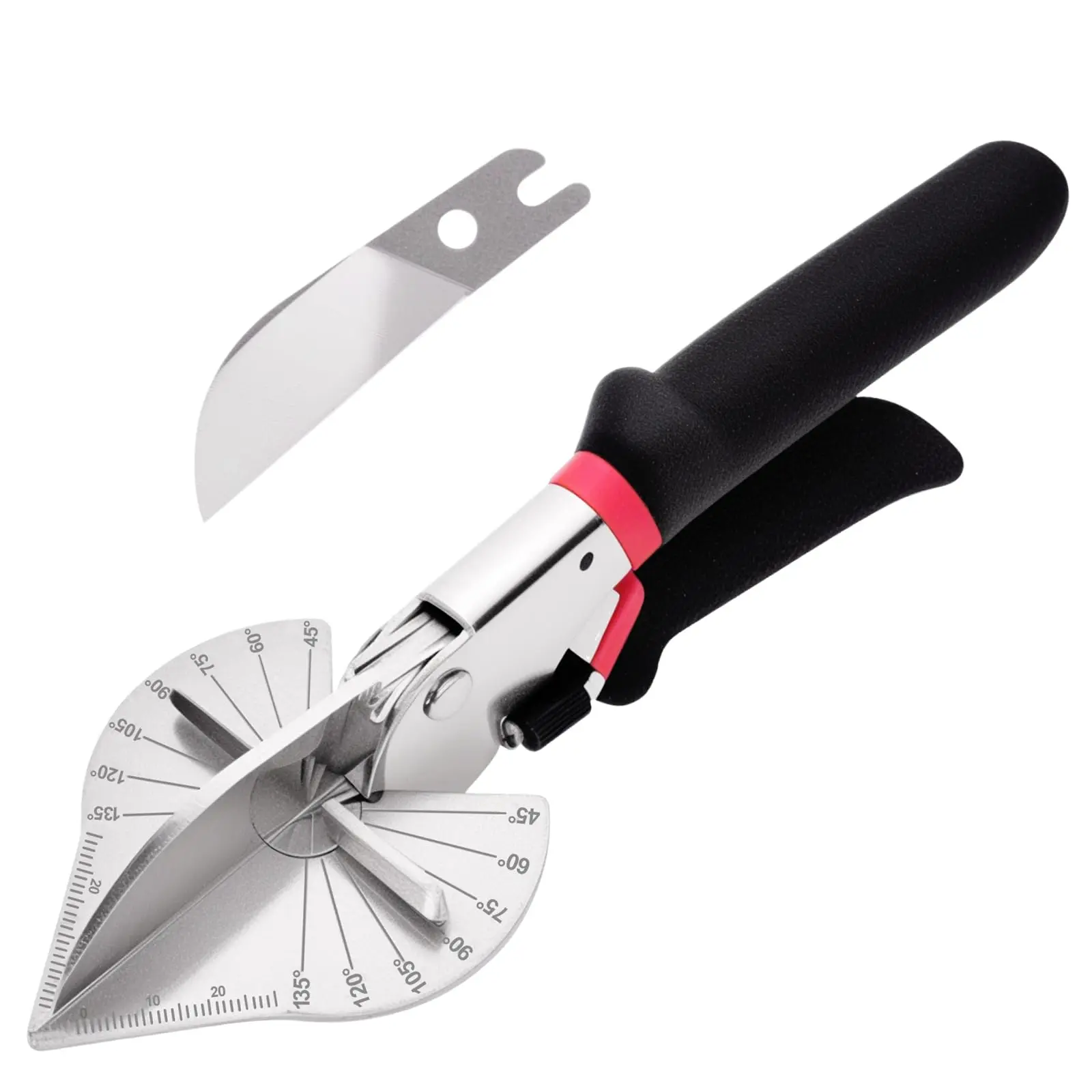 Multi Angle Miter Shears for Moulding and Trim, Quarter Round Cutting Tool for Cutting Soft Wood, Plastic, PVC, Adjust at 45-135 Degree Multi-Angle, Hand Tools with 1pc Blade