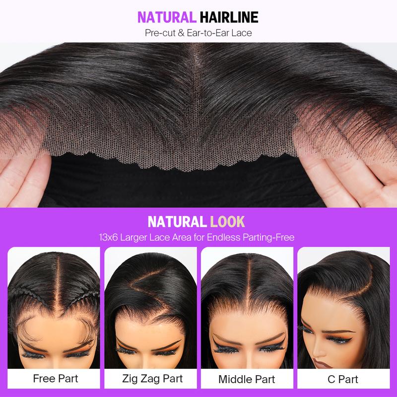 [NEW IN] Megalook 13x6 Pre-everything Glueless Lace Frontal Wigs Unprocessed Easy Put on Go Body Wave Wigs with Baby Hair 180% Density Beginner Friendly