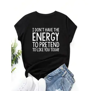 Women's Letter Print Round Neck Tee, Summer Clothes Women, Short Sleeve Crew Neck T-Shirt for Summer, Women's Top for Casual Wear, Womenswear