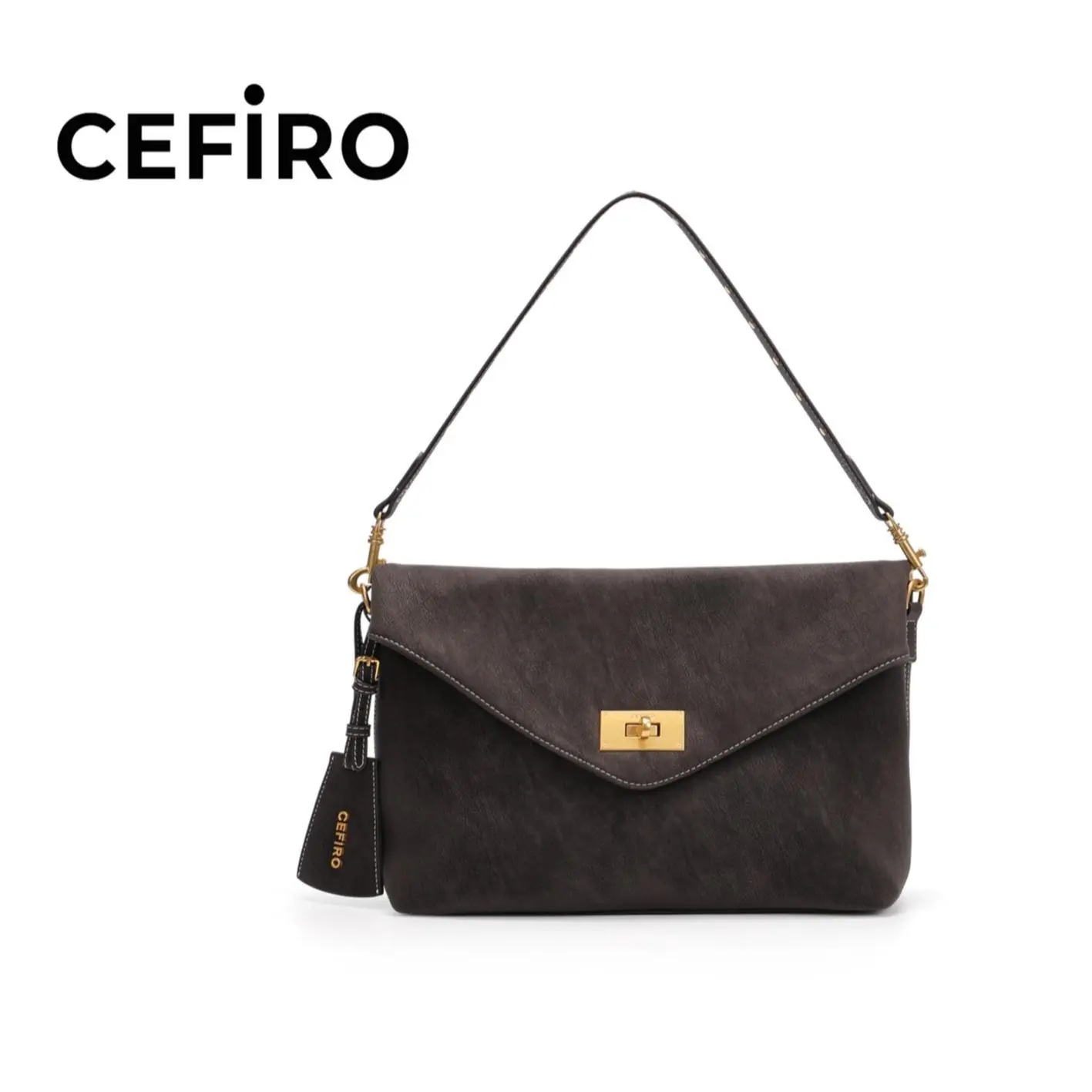 Cefiro Urban Envelope Bag Large - Stylish Urban Envelope Crossbody Bag Vegan Leather with Gold Hardware and Detachable Strap for Everyday Use