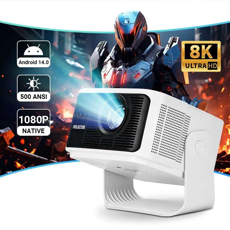 HY350MAX 500ANSI Gaming Projector Native 1080P 8K Decoding WiFi6 BT5.4 Auto Focus 4ms Latency Ultra Short Throw Home Cinema Projector