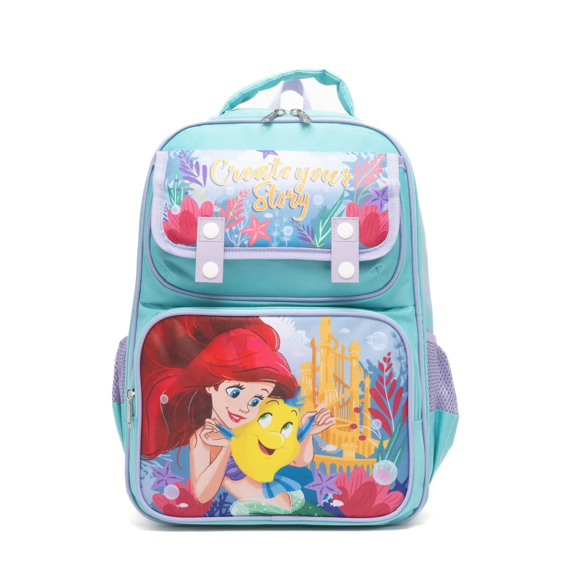Girls' Large 15.5-Inch Mermaid Print 600D Polyester Backpacks for School, Padded Back, Adjustable Straps, College Bookbag