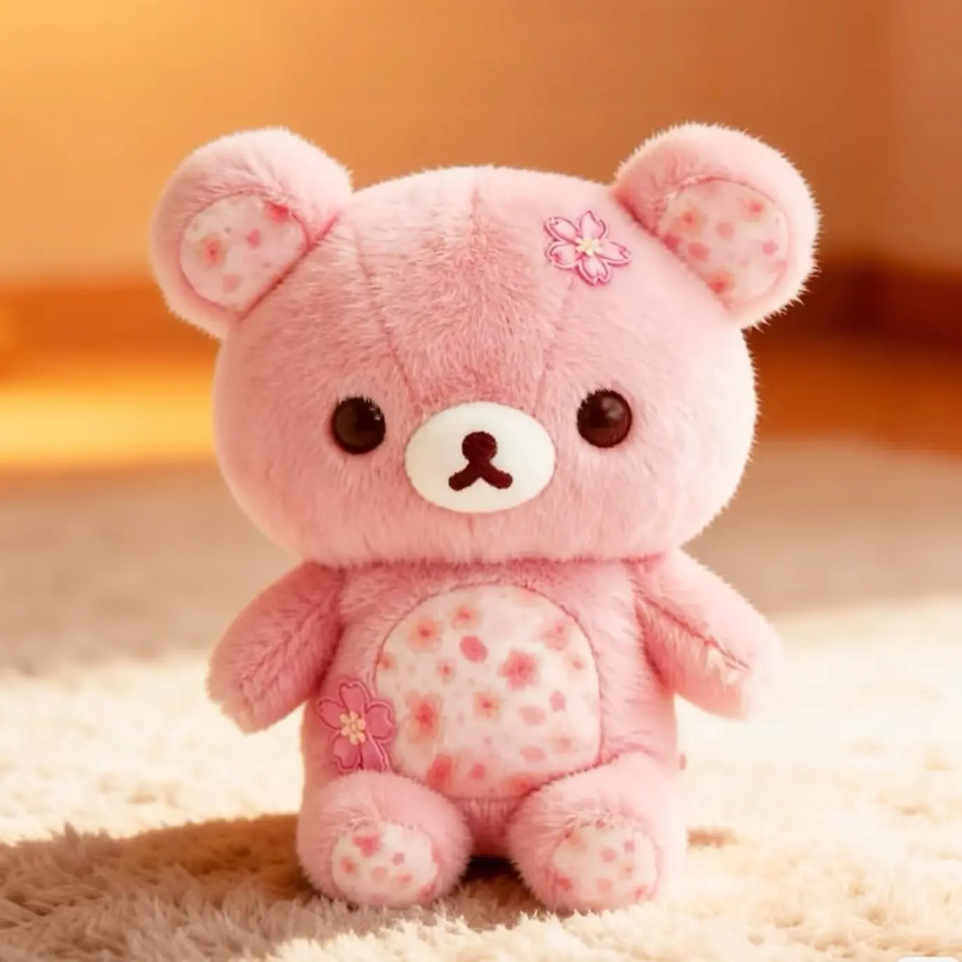 Cherry Blossom Bear Plush Toy, Soft Stuffed Animal for Kids, Cozy Sleeping Pillow, Perfect Gift for Children, Cute and Comfortable, Cute Teddy Bear, Huggable stuffed animal, Huggable Sleeping Companion, Soft Cuddly Gift, Soft Adorable Stuffed