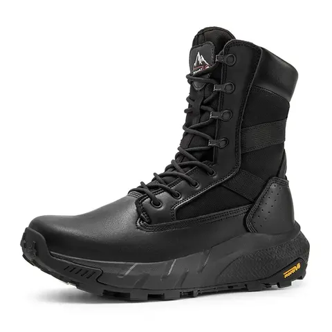 NORTIV 8 Men's Tactical Work Boots, Ankle-High Leather Military Shoes with Side Zipper, Breathable & Slip-Resistant for Outdoor Hiking, Workwear Shoes tiktokshopbacktoschool