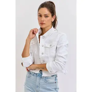 White Denim Frayed Jacket