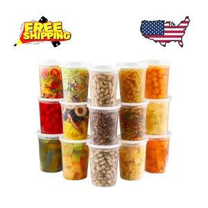 20 Sets 32 oz Plastic Deli Food Containers With Lids, Airtight Food Storage
