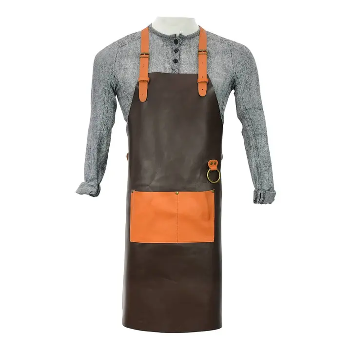 Brewhide Leather Apron - Premium Full-Grain Leather, Adjustable Cross-Back Straps, Spacious Utility Pockets, Heat & Stain Resistant, Handcrafted in New York