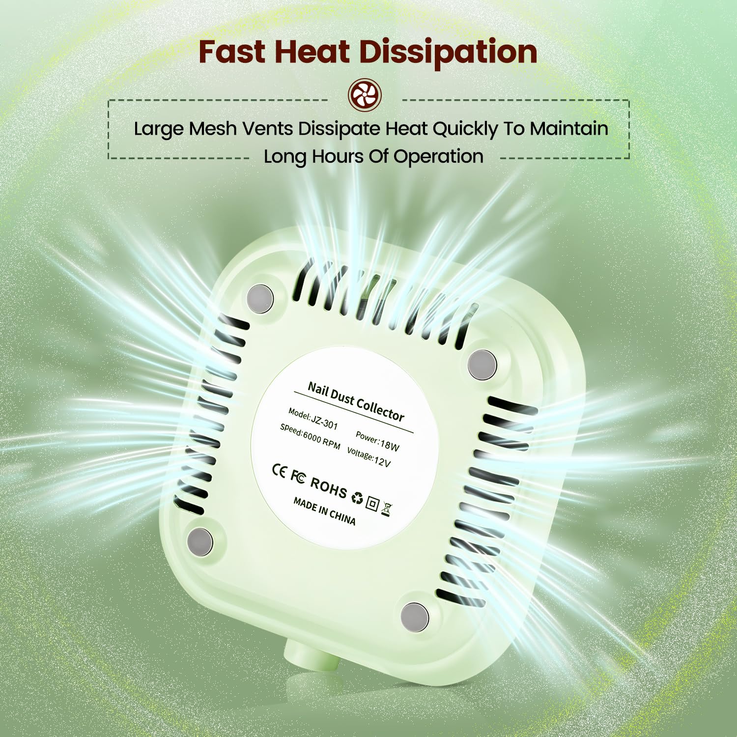 JODSONE Low Noise Nail Dust Collector 6000RPM, Powerful Suction, Portable with 30 Filters | Nail Salon Essential