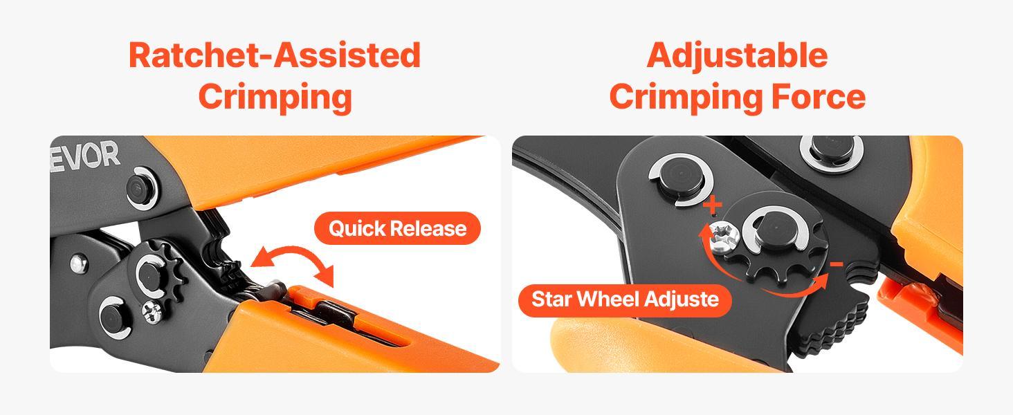 【Summerfinds】VEVOR Crimping Tool24-12 AWG Ratcheting Wire Crimper ToolLabor-Saving Electrical Terminal Crimp Pliers with Clear Metric & AWG MarkingsQuick ReleaseAdjustable Pressure for Multiple Terminals 【Summerfinds】VEVOR Crimping Tool24-12 AWG Ratcheting Wire Crimper ToolLabor-Saving Electrical Terminal Crimp Pliers with Clear Metric & AWG MarkingsQuick ReleaseAdjustable Pressure for Multiple Terminals