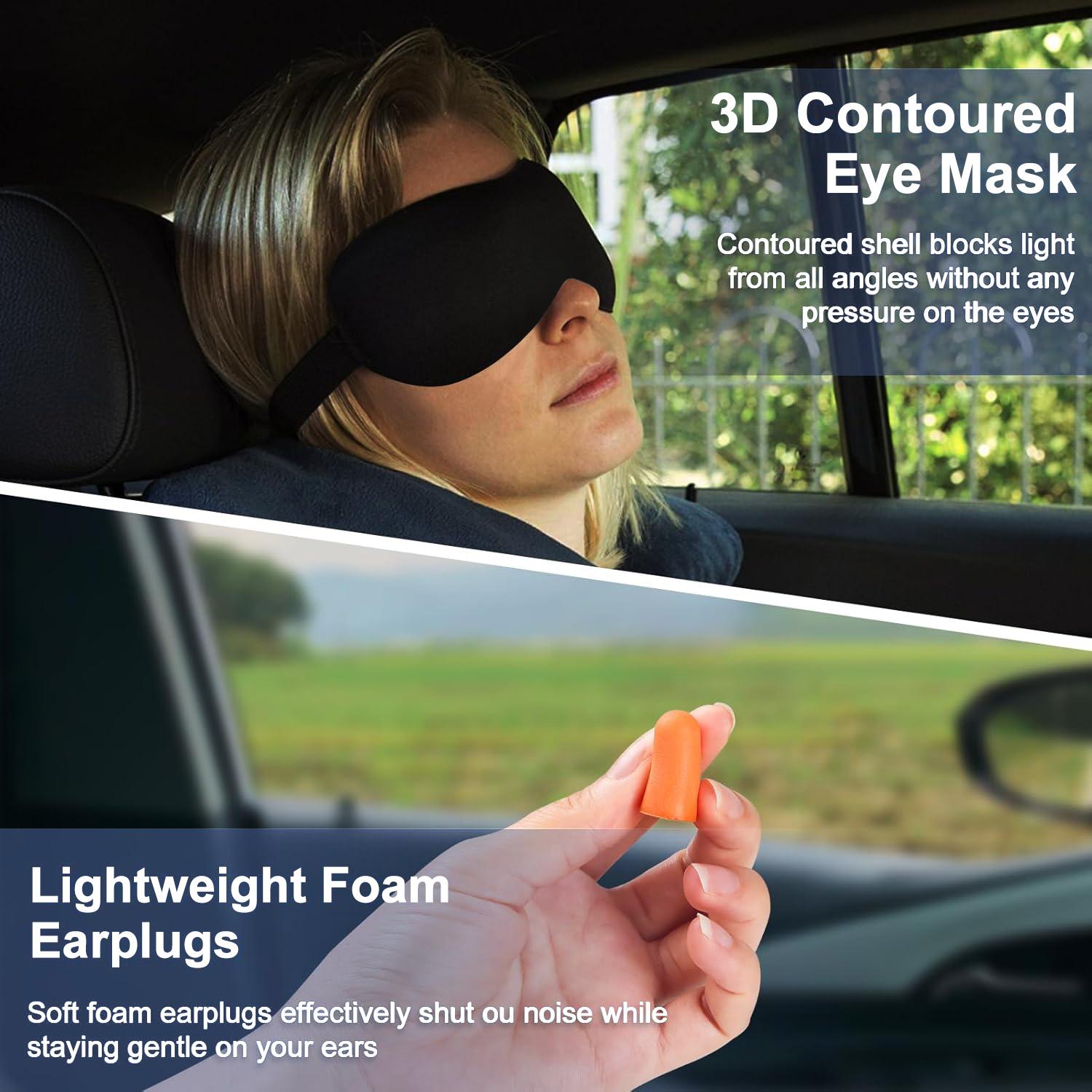 Travel Pillow with Extra Large Hood for Airplane Long Flights Privacy and Comfort Memory Foam with Skin-Friendly Cover for Road Trip Head&Neck Support for Plane Office Cars Sleeping & Rest