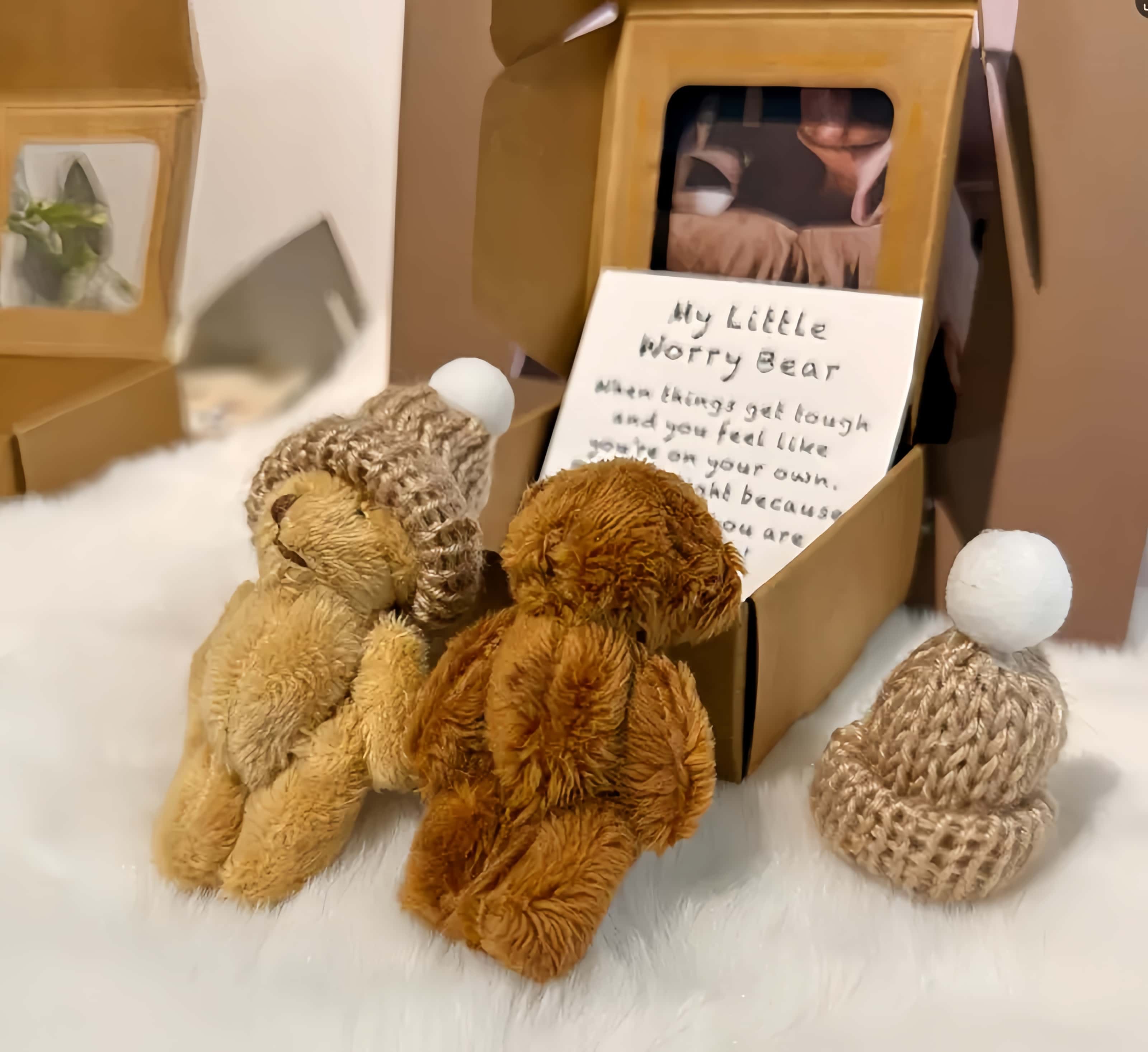 Handmade Little Pocket Bear Set,Anxiety Relief Plush Bear Hug,Halloween Thanksgiving Christmas New Year Birthday Gifts for Women Men Dad Mom Girl Boy Daughter Son Stuffed Animal Interactive Realistic Bunny-MM