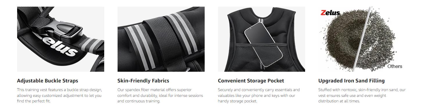 【SpringStatements】ZELUS Weighted Vests,6/8/12/16/20/25/30lbs weight vest with Detachable Phone Pouch&Reflective Stripes&Adjustable Straps| Exercise Equipment & Workout Enhancer for Motivational Walking, Strength Training, Running, Rucking