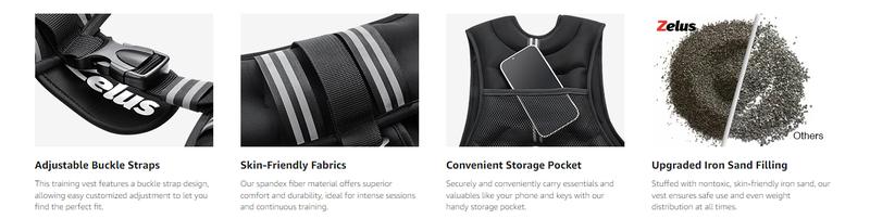 【JumpstartSale】ZELUS Weighted Vests,6/8/12/16/20/25/30lbs weight vest with Detachable Phone Pouch&Reflective Stripes&Adjustable Straps| Exercise Equipment & Workout Enhancer for Motivational Walking, Strength Training, Running, Rucking