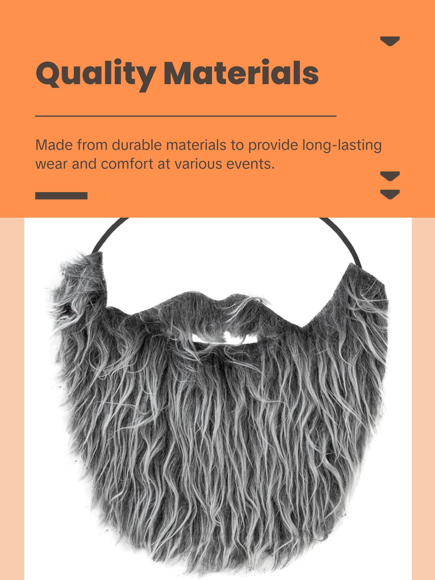 Costume Beard and Mustache Set - Full Fake Beard with Elastic Band – One Size Fits Most Adults & Kids – Perfect for Halloween, Theme Party ,Pretend Play Fun & Role Play