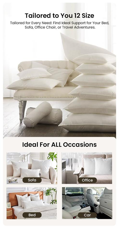 APSMILE 100% Organic Cotton Feather Down Throw Pillow Inserts Soft Decorative Square Pillows Insert