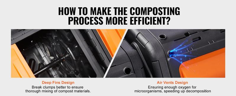 VEVOR Compost Bin, TikTokShopBlackFriday, 37-Gal Dual Chamber Composting Tumbler, High Volume Two Rotating Chambers with 2 Sliding Door and Steel Frame, BPA Free Composter Bin Tumbler for Garden, Kitchen, Yard, Outdoor