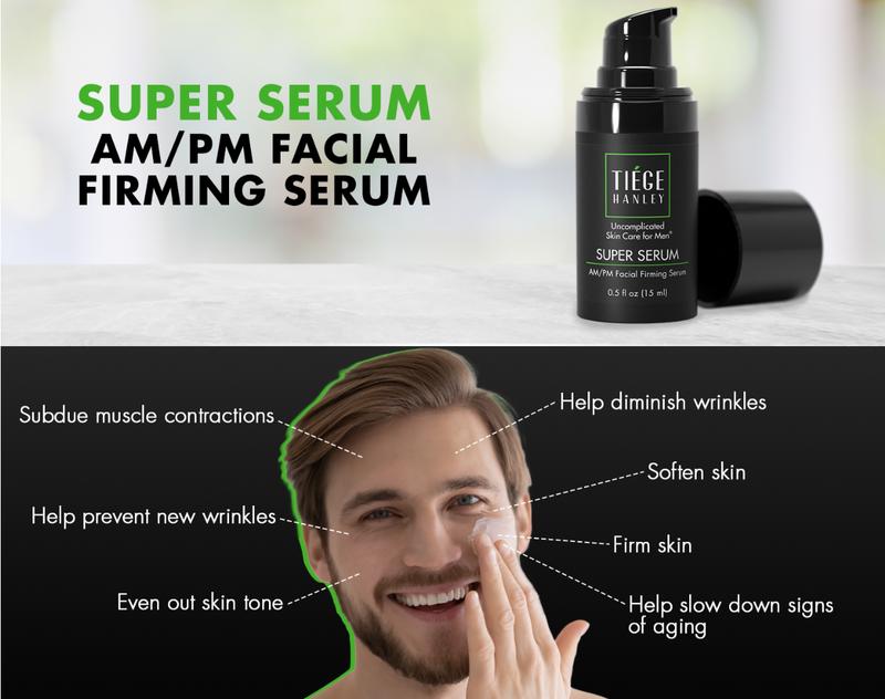 Tiege Hanley SUPER SERUM - Anti-Aging Face Serum - Skin Tightening Skincare with Sodium Hyaluronate & Retinyl Palmitate for Smoother & Tighter Skin - 30 day supply