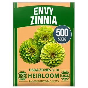 Envy Zinnia Seeds (1g) – Rare Lime Green Annual Zinnia Flower Seeds for Planting, Fast-Growing Heat-Loving Variety, Premium Herb Seeds Garden Companion for 2026 Blooms (Zinnia elegans)