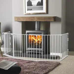 Extra Wide Baby Gate, Dog Gate for House Stairs Doorways Fireplace, Auto Close Pet Gate with Door Walk Through, 5 Metal Panels, Hardware Mounted Baby Fence Indoor Outdoor