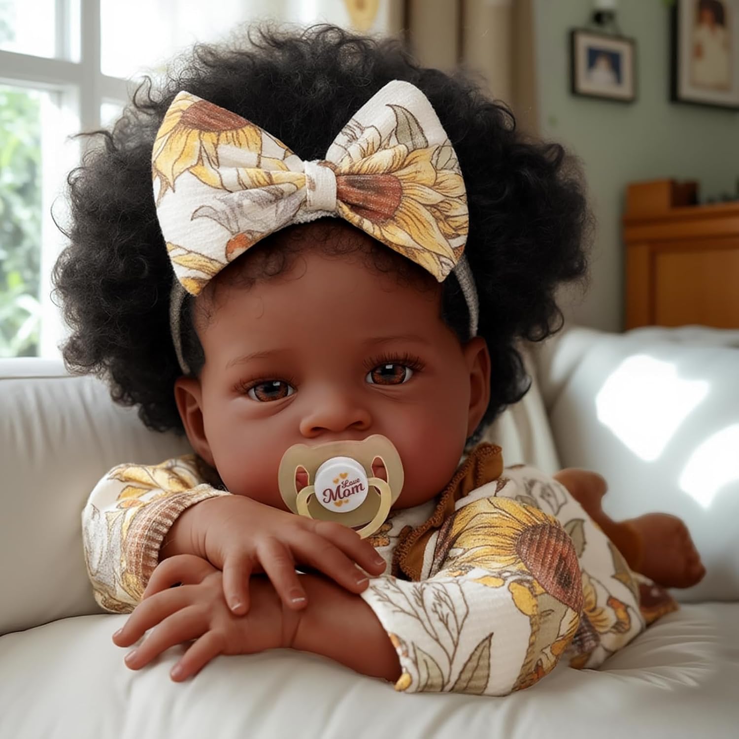 Babeside Newborn Real Life Reborn Baby Doll Dark Skin Black African American Toddler Doll Laney with Cloth Body for Kids Age 3 Rebornbabydoll
