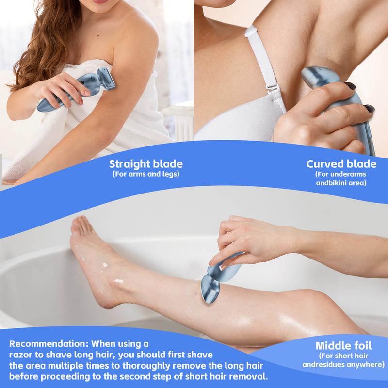 Akunbem Electric Shaver for Women Best Electric Razor for Womens Bikini Legs Underarm Public Hairs Rechargeable Trimmer with Detachable Head Cordless Wet Dry Use Precise Safe Christmas Gift New Year Gift Shaving Waterproof