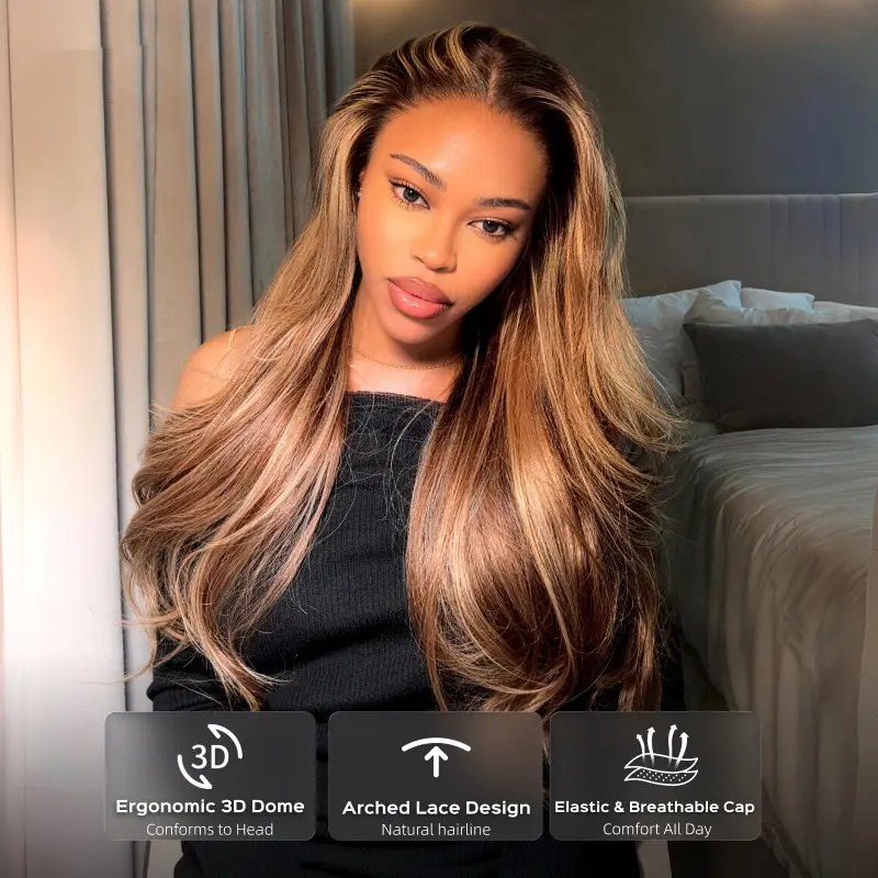[Special Offer] Megalook 13x6 Glueless Lace 2P4/27 Straight Honey Blonde Highlight Ombre Colored 100% Virgin Human Hair Soft Thick Wig With Drawstring Band  Vacation Hair#WorldCup2026#gameday outfits#SummerWins #DealsForYouDays