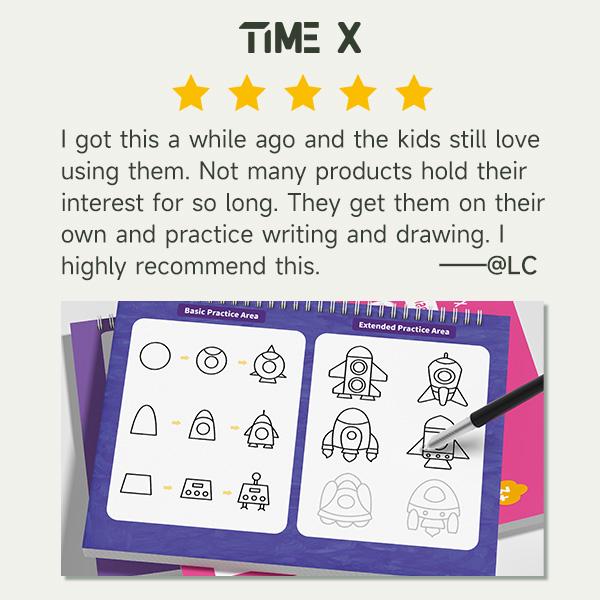 2026-TIMEX Reusable Grooved Handwriting Workbook for Kids, Learning Materials, 6 Books–Early Elementary,Math, Words, Drawing –Gift for Child,Valentine's Day