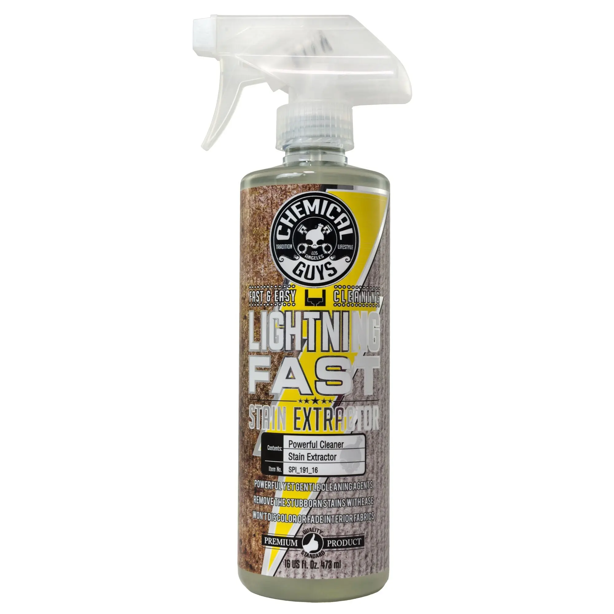 CHEMICAL GUYS Lightning Fast Stain Remover Spray - Ready-to-Use All-Purpose Cleaner with Brush, Fast-Action Fabric & Upholstery Cleaner for Car Interior, Office, Coffee & Juice Stain Lift