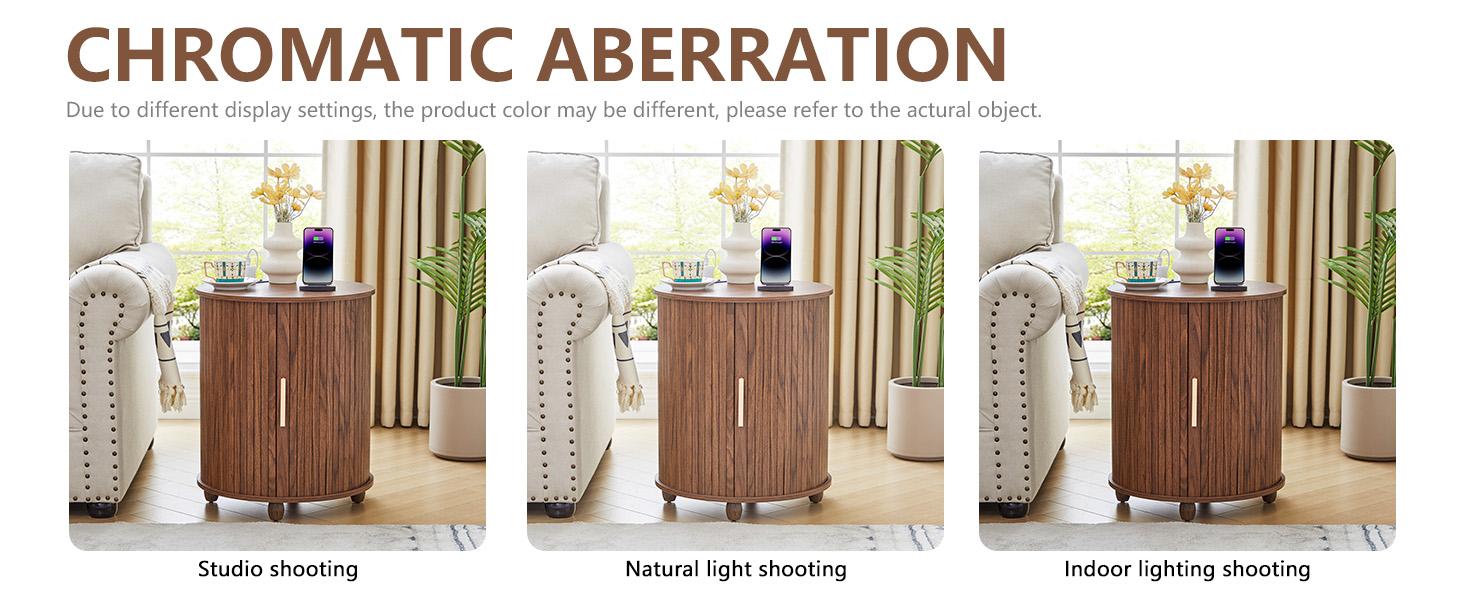 Giratree Fluted Round End Table with Charging Station, Farmhouse Small Sofa Side Table with Sliding Tambour Door & Storage, Mid-Century Wood Fulted Nightstands for Living Room, Bedroom Giratree Fluted Round End Table with Charging Station, Farmhouse Small Sofa Side Table with Sliding Tambour Door & Storage, Mid-Century Wood Fulted Nightstands for Living Room, Bedroom