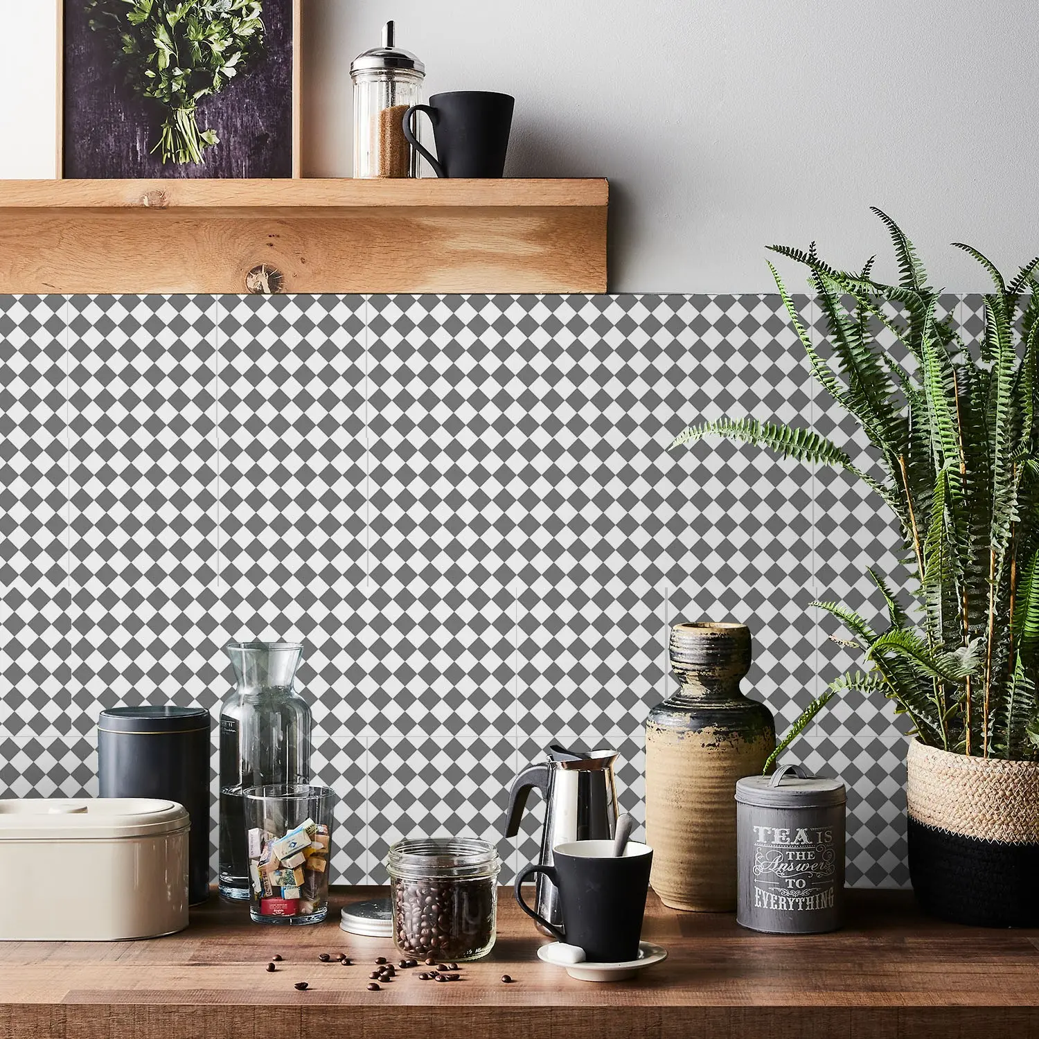 Checkerboard Wall Stickers, Matte Peel and Stick, Waterproof, Removable, No Residue, Modern Home Decor, Universal Use, Print Pattern
