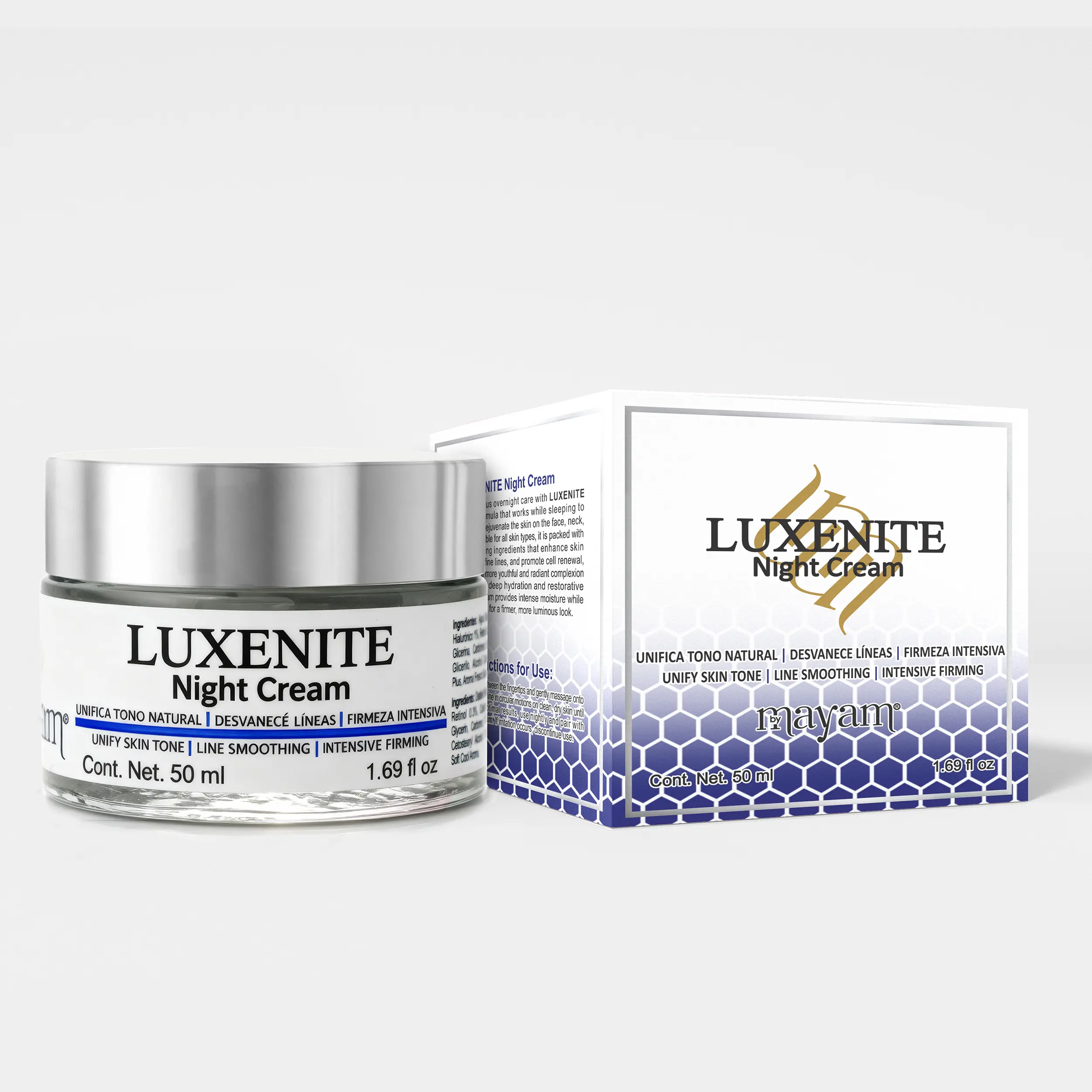 Mayam Beauty LuxeNite Retinol Night Cream 50ml Anti-Aging Firming Brightening Made in Mexico Unify Skin Tone Line Smoothing Intensive Firming