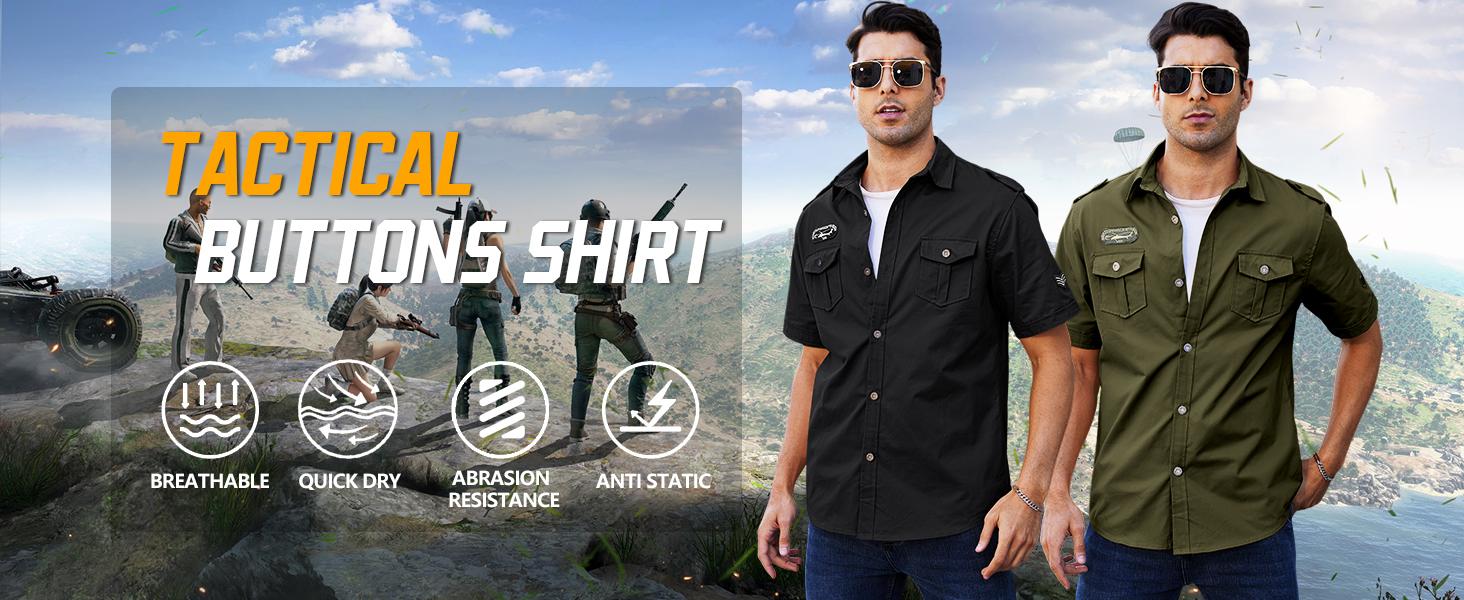 Gihuo Men's Military Tactical Shirt Short Sleeve Cargo Work Outdoor Hiking Slim Fit Tee Cotton Menswear Summer Outfits Men Cute Shirts Fabric Fashion Spring Fall Outdoor Activity Camp Shirt for Men Vintage Summer Clothes Shirts Men Gifts - Casual Gihuo Men's Military Tactical Shirt Short Sleeve Cargo Work Outdoor Hiking Slim Fit Tee Cotton Menswear Summer Outfits Men Cute Shirts Fabric Fashion Spring Fall Outdoor Activity Camp Shirt for Men Vintage Summer Clothes Shirts Men Gifts - Casual