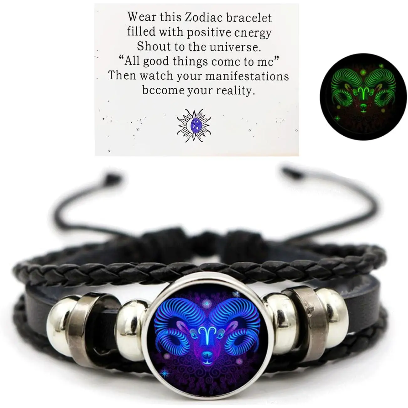 [LuckyVibes Studio]Zodiac Signs Spirit Bracelet Zodiac Bracelet for Women Men Adjustable 12 Constellation Bracelet Multilayer Zodiac Black Leather Bracelets Zodiac Sign Wrap Bracelet for Birthday Jewelry manifestation bracelet valentines gifts for gf